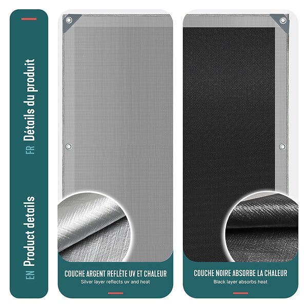 VOUNOT - Bâche de Protection en Polyéthylène resistant et impermeable 180g/m² gris et noir 2x3m - large