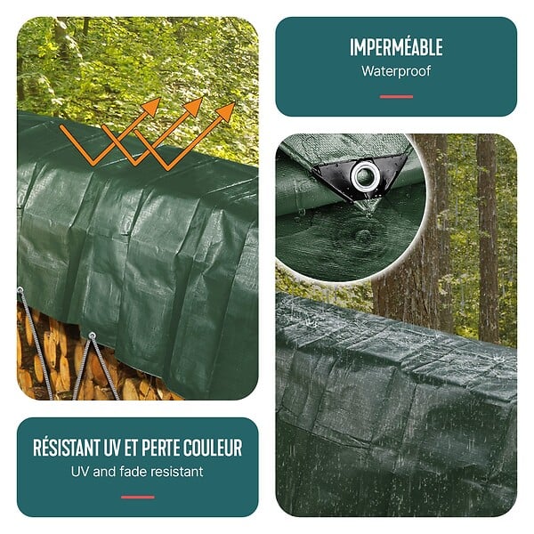 VOUNOT - Bâche de Protection en Polyéthylène resistant et impermeable 240g/m² vert et argent 3x5m - large