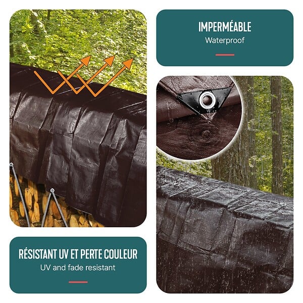 VOUNOT - Bâche de Protection en Polyéthylène resistant et impermeable 240g/m² marron 1.5x6m - large