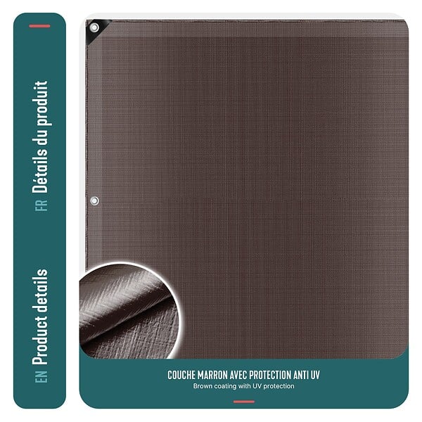 VOUNOT - Bâche de Protection en Polyéthylène resistant et impermeable 240g/m² marron 1.5x6m - large