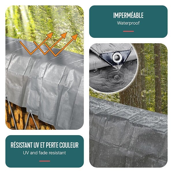 VOUNOT - Bâche de Protection en Polyéthylène resistant et impermeable 240g/m² gris et noir 3x4m - large
