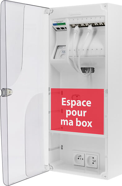 BATILEC - Tableau de Communication Grade 3TV – 8 Prises RJ45 Cat.6A STP – 10 Gb/s – DTIO 4FO FTTH – Amplificateur TV TNT/Satellite-BATILEC - large