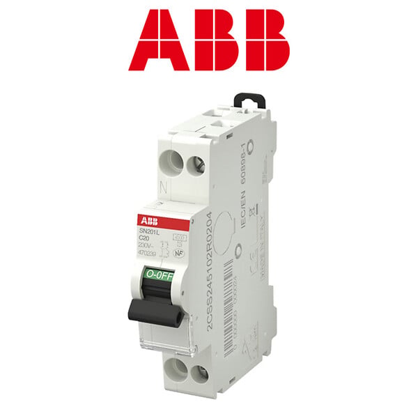 ABB - ABB Lot de 2 disjoncteurs Ph+N raccordement Vis 20A-4,5Ka - Courbe C - large