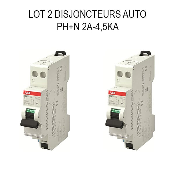 ABB - ABB Lot de 2 disjoncteurs automatiques Ph+N raccordement Rapide 2A-4,5Ka - large