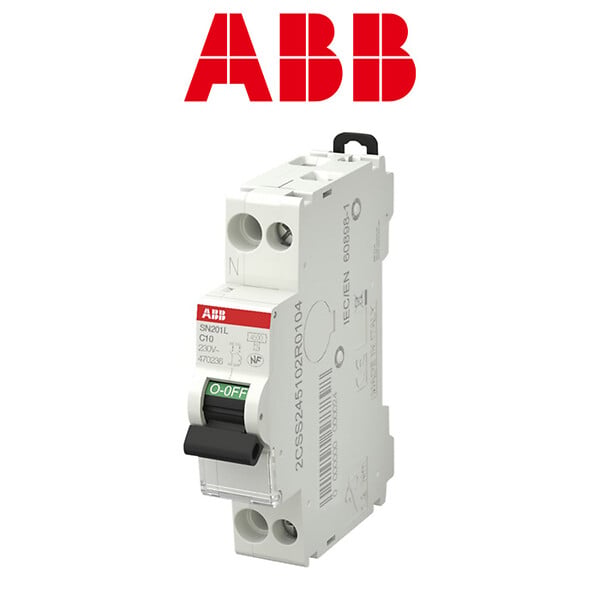 ABB - ABB Lot de 2 disjoncteurs Ph+N raccordement Vis 10A-4,5Ka - Courbe C - large