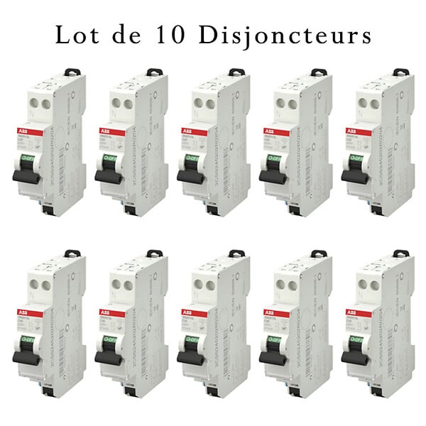 ABB - Lot de 10 disjoncteurs automatiques Ph+N raccordement Rapide 20A-4,5Ka-ABB - large