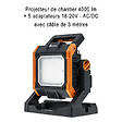 BATILEC - BATILEC Projecteur hybride chantier 4000lm batterie + câble 3m avec 5 adaptateurs - vignette