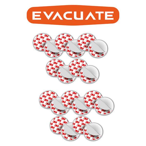 EVACUATE - EVACUATE Lot de 10 fixations aimantées pour détecteur de fumée - large