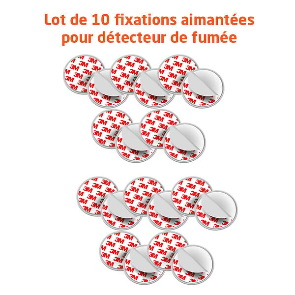 EVACUATE - EVACUATE Lot de 10 fixations aimantées pour détecteur de fumée - large