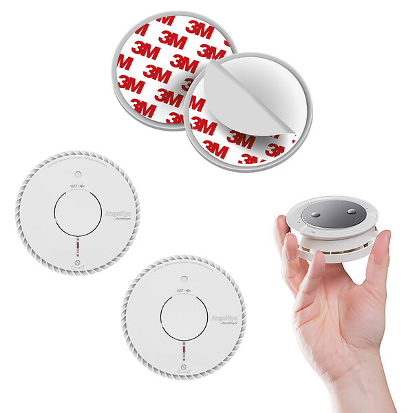 ANGELEYE - AngelEye Lot de 25 duos détecteurs de fumée NF auto 5ans + 50 supports aimantés - large