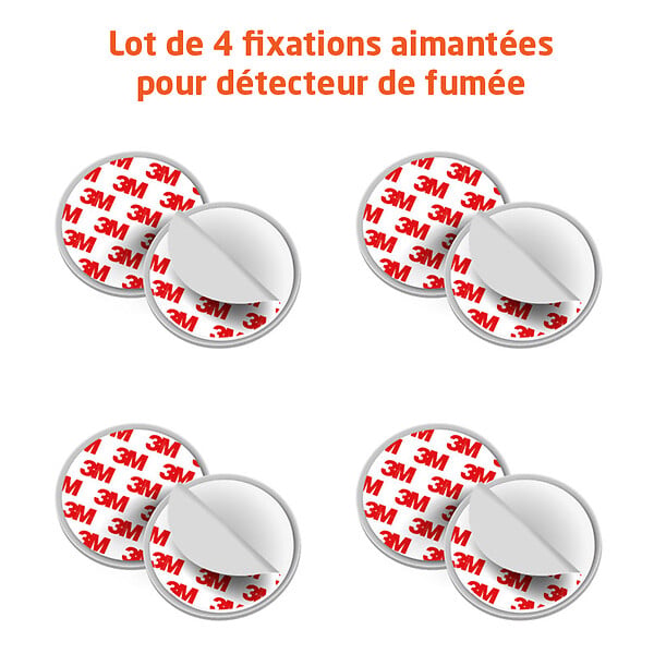 EVACUATE - EVACUATE Lot de 4 fixations aimantées pour détecteur de fumée - large