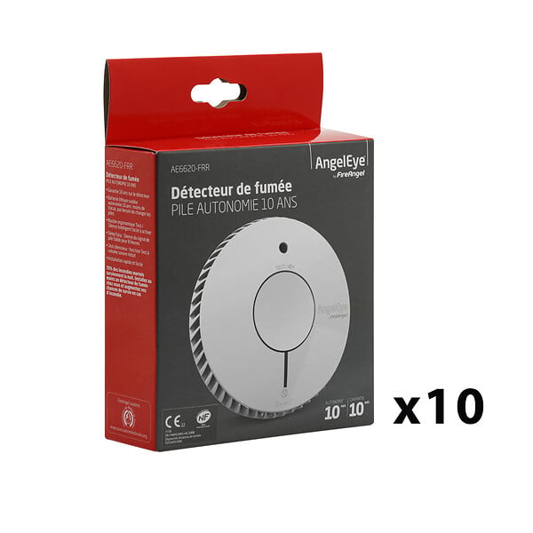 ANGELEYE - Lot de 10 détecteurs de fumée NF autonomie et garantie 10 ans-AngelEye - large