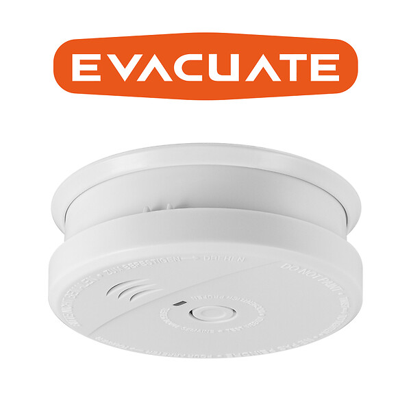 EVACUATE - EVACUATE Lot de 4 détecteurs de fumée NF avec supports aimantés de fixation autonomie 5 ans garantie 3 ans - large