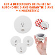 EVACUATE - EVACUATE Lot de 4 détecteurs de fumée NF avec supports aimantés de fixation autonomie 5 ans garantie 3 ans - vignette