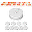 EVACUATE - EVACUATE Lot de 10 détecteurs de fumée NF autonomie 5 ans-Garantie 3 ans - vignette
