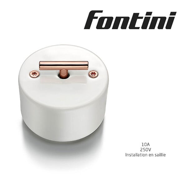 FONTINI - FONTINI Inter. volets-roulants rotatif metal cuivre brill. porcel. blanche DO - large