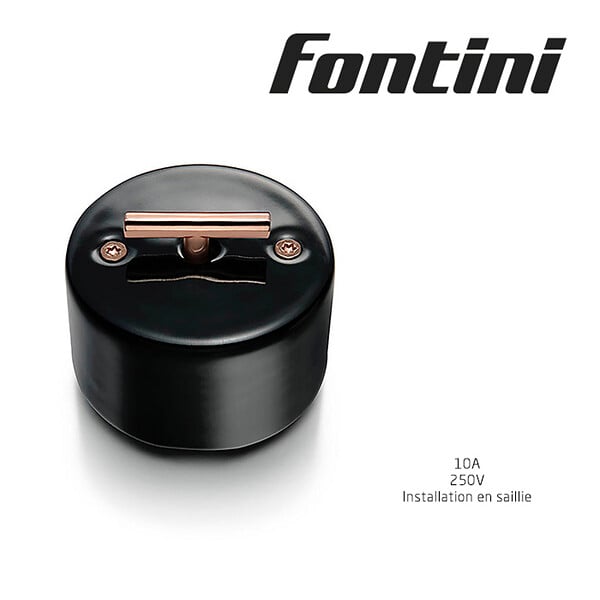 FONTINI - FONTINI Inter. volets-roulants rotatif métal cuivre brillant porcelaine noire DO - large