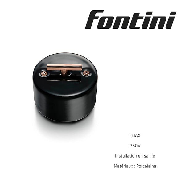 FONTINI - FONTINI Va-et-vient métal cuivre brillant porcelaine noire DO - large