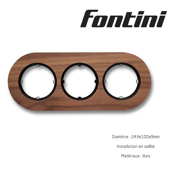 FONTINI - Plaque 3 postes noyer  DO-FONTINI - large