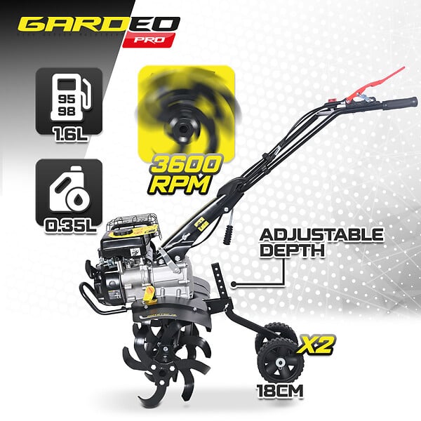 GARDEO PRO - Motoculteur thermique à arbre horizontal 79 CC - 6 fraises - largeur de travail 60cm - large