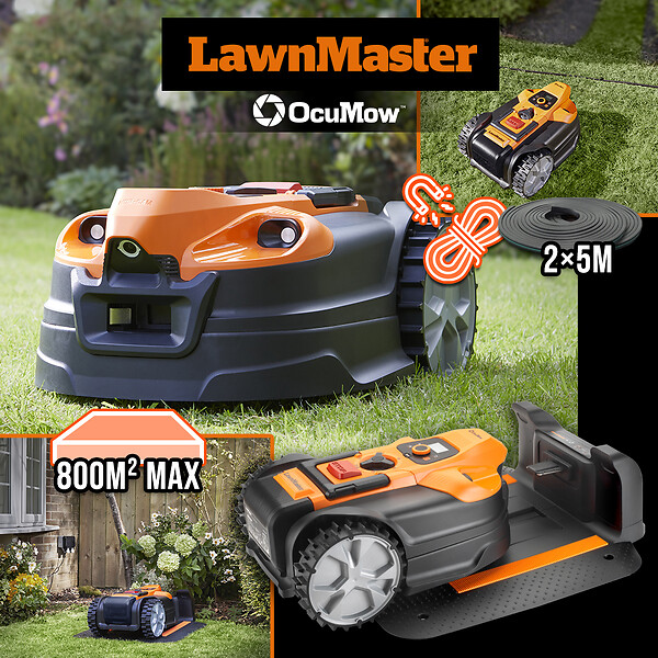 LAWNMASTER - Robot tondeuse autonome 24V sans fil périmétrique avec station de charge - Max 800m² - large