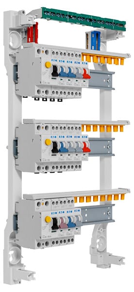 EATON CAPRI - Tableau 3 rangées pré-équipé 2 interdiff 40A + 1 interdiff 63A + 11 disjoncteurs - large