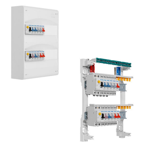 EATON CAPRI - Tableau 2 rangées pré-équipé 2 inter. diff. 63A + 10 disjoncteurs - large