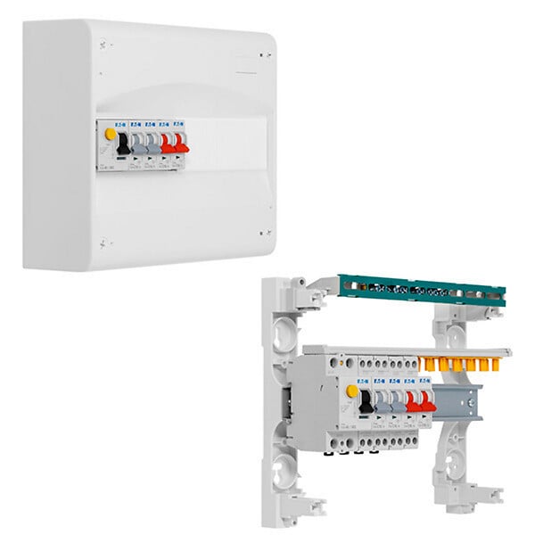EATON CAPRI - Tableau 1 rangée pré-équipé 1 inter. diff. 40A type AC + 4 disjoncteurs - large
