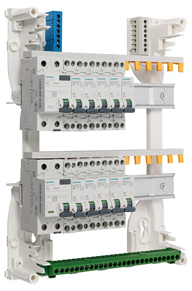 SIEMENS - SIEMENS Tableau 2 rangées pré-équipé 2 inter. diff. 63A + 10 disjoncteurs - large