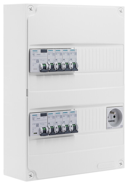 SIEMENS - SIEMENS Tableau prééquipé 2 rangées 2ID 8 Disj + Prise 2P+T - large