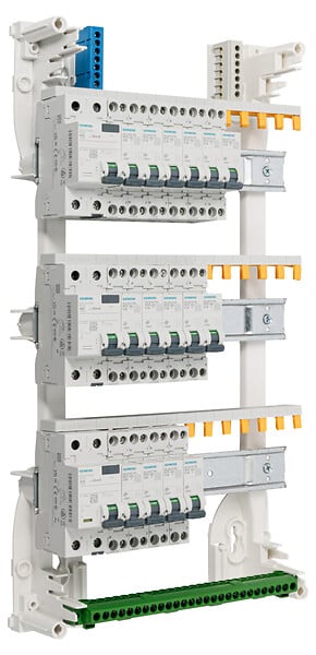 SIEMENS - SIEMENS Tableau 3 rangées pré-équipé 3 inter. diff. 40A + 15 disjoncteurs - large