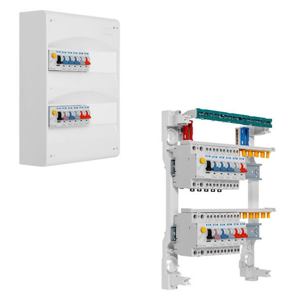 EATON CAPRI - EATON Tableau 2 rangées pré-équipé 2 inter. diff. 63A + 10 disjoncteurs - large