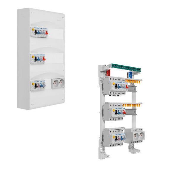 EATON CAPRI - Tableau 3R pré-équipé 2 interdiff 40A + 1 interdiff 63A + 10 disj + 2 prises - large