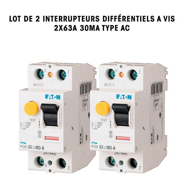 EATON CAPRI - EATON Lot de 2 interrupteurs différentiels PFGM, 2x63A 30mA type AC - large