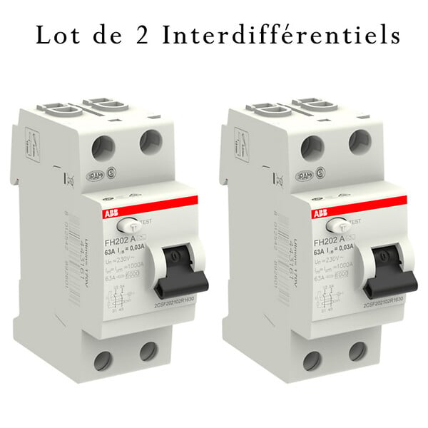 ABB - ABB Lot de 2 interrupteurs différentiels à vis 63A 30mA Type A - large