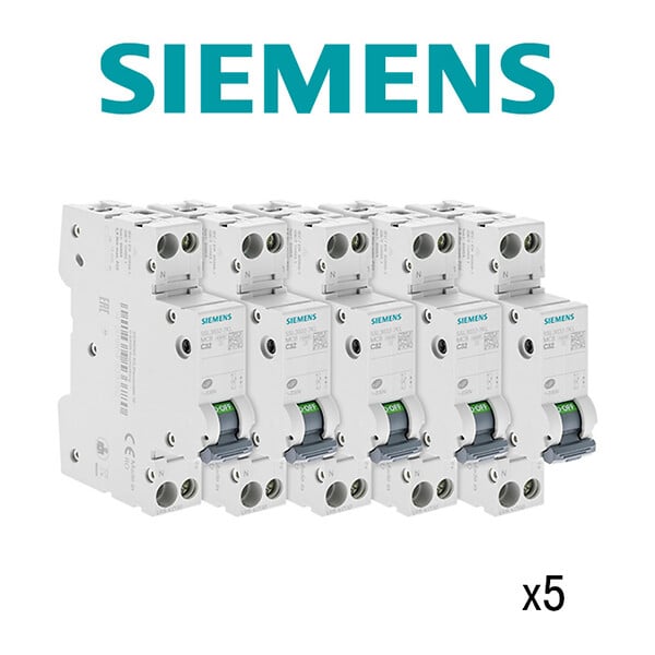 SIEMENS - SIEMENS Lot de 5 disjoncteurs phase + neutre 32A KNX - large