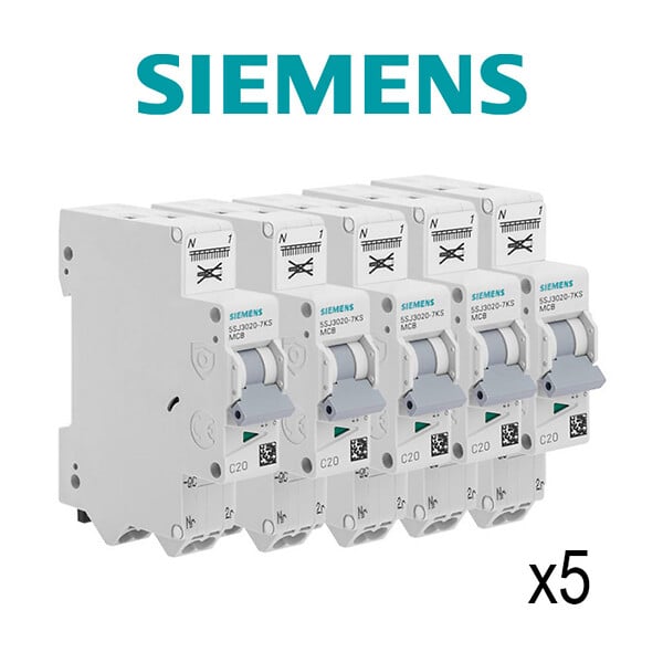 SIEMENS - SIEMENS Lot de 5 disjoncteurs Auto P+N 20A - large