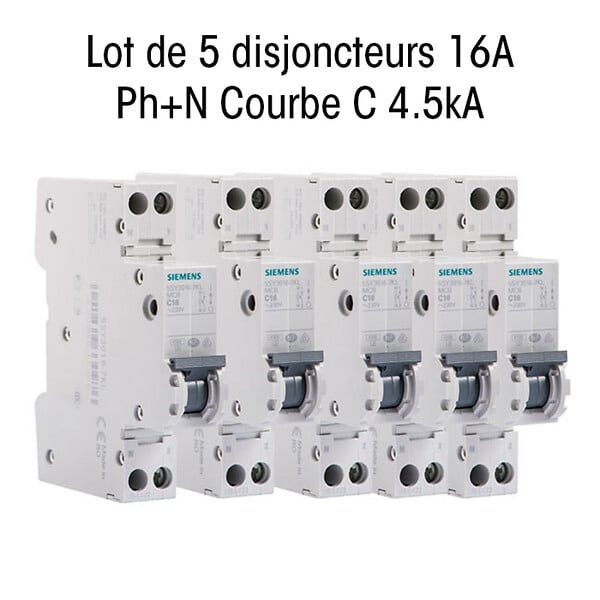 SIEMENS - SIEMENS Lot de 5 Disjoncteurs PH 16A SIEMENS (976) - large