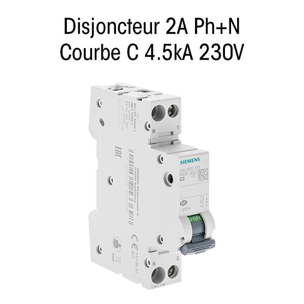 SIEMENS - SIEMENS Disjoncteur 2A Ph+N courbe C 4.5kA 230V - large