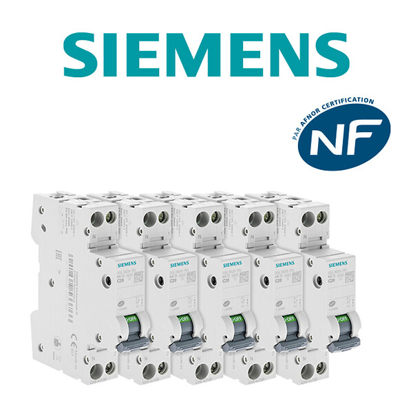 SIEMENS - SIEMENS - Lot de 5 disjoncteurs électriques phase + neutre 20A KNX - large
