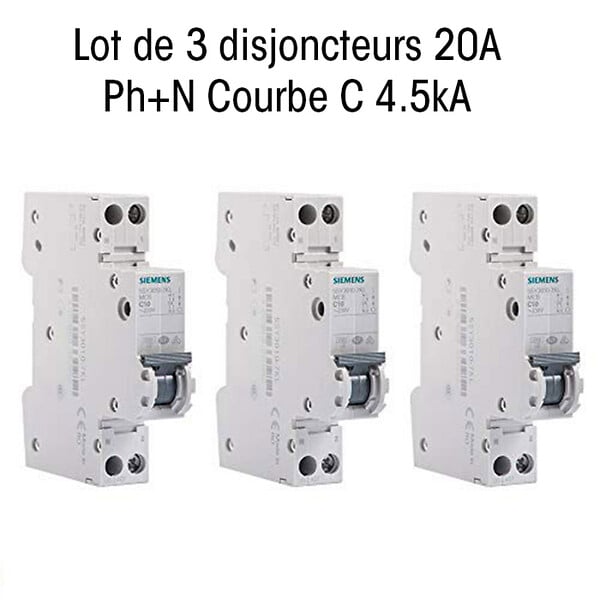SIEMENS - SIEMENS Lot 3 disjoncteurs phase + neutre 20A, qualité et fiabilité garanties par SIEMENS - large