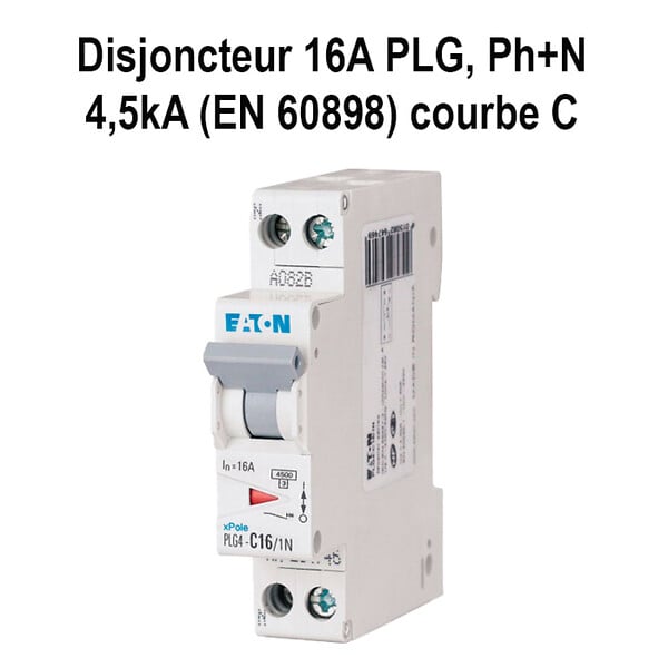 EATON CAPRI - EATON Disjoncteur 16A PLG, Ph+N 4,5kA (EN 60898) courbe C - large