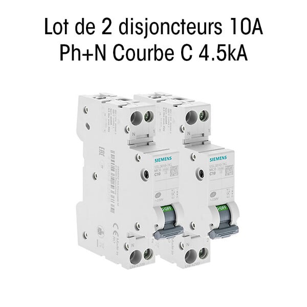 SIEMENS - SIEMENS Lot de 2 disjoncteurs phase + neutre 10A KNX - large