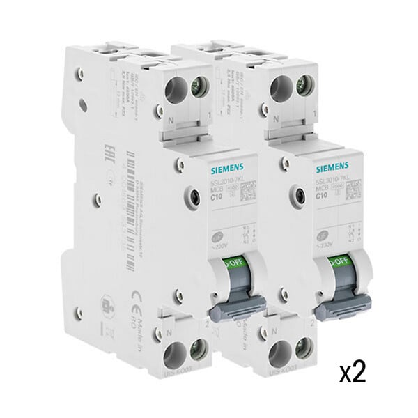 SIEMENS - SIEMENS Lot de 2 disjoncteurs phase + neutre 10A KNX - large
