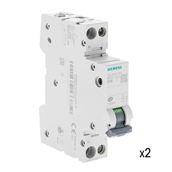 SIEMENS - SIEMENS Lot de 2 disjoncteurs phase + neutre 16A KNX - large