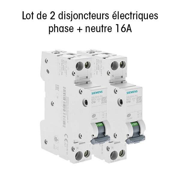SIEMENS - SIEMENS Lot de 2 disjoncteurs phase + neutre 16A KNX - large