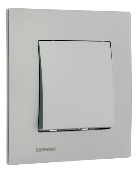 SIEMENS - SIEMENS Poussoir Silver Delta Viva + Plaque Silver - large