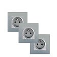SIEMENS - SIEMENS LOT 3 Prise 2P+T SILVER Delta Viva + Plaque Silver - vignette