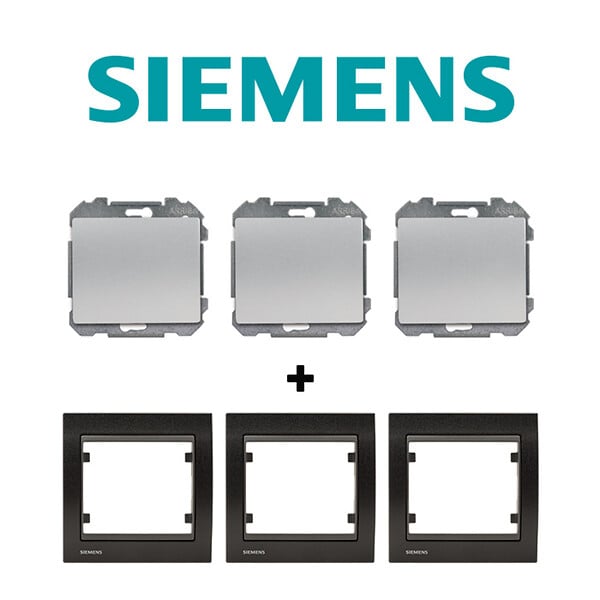 SIEMENS - SIEMENS LOT 3 Va et Vient Silver Delta Iris + Plaque Métal texturé Alu Noir - large
