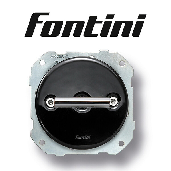 FONTINI - FONTINI Double poussoir rotatif double métal chrome porcelaine noire DO LOW - large